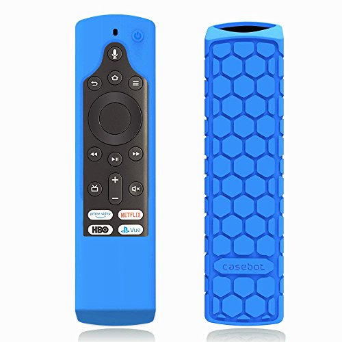 CaseBot Silicone Case for Amazon Insignia Smart HD Fire TV Voice Remote (2019) - Honey Comb Series [Anti Slip] Shockproof Cover Compatible with Element Smart Fire TV Voice Remote, Blue