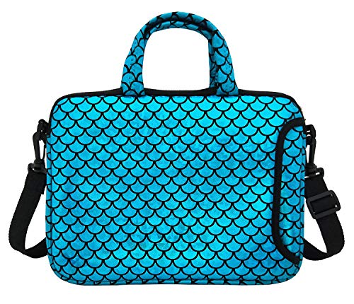 11.6-Inch Laptop Shoulder Messenger Carrying Bag Case Sleeve For 11" 11.6" 12" 12.5 inch Macbook/Notebook/Ultrabook/Chromebook, Mermaid Scale (Blue)