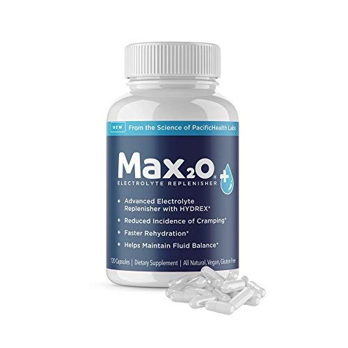 PacificHealth MAX2O, All Natural Electrolyte Energy Replenishment with HYDREX, Reduce Cramping, Maintain Fluid Balance, Sodium, Potassium, Magnesium, Zinc and Alanine for Endurance, 120 Capsules