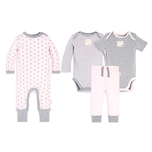 Burt's Bees Baby Unisex Baby 100% Organic Cotton Coverall, Bodysuits and Pant Set