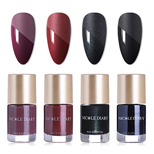 NICOLE DIARY Matte Nail Polish Set 4 Colors Red Black Glossy Matte Nail Paints Enamel Lacquer Kit Nail Polish for Nail Art