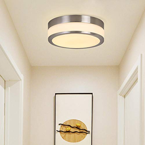 LED Ceiling Light Fixture Auffel Morden Flush Mount lamp Minimalist 9-Inch Milk White Circular Shade Glass Round Dimmable 1320LM 3000K Warm White Elegant Chandelier Kitchen Island Light Bathroom Porch