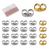 BEADNOVA Silver Earring Backs for Studs Locking Earring Backings Stainless Steel Ear Stud Backs Replacement Gold Earstud Stopper Pierced Ear Post Backings for Posts (200 pcs Silver, 10 pcs Gold)