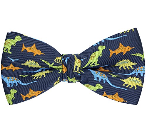 OCIA Boys Dinosaur Animal Pattern Pre-Tied Bowtie Toddler Kids Adjustable Bow Tie