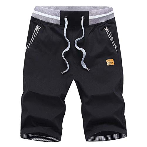 STICKON Men's Shorts Casual Classic Fit Drawstring Summer Beach Shorts with Elastic Waist and Pockets