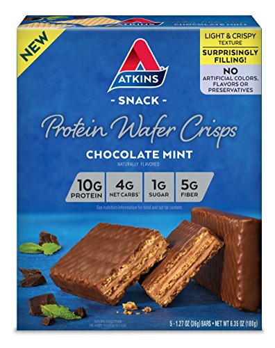 Atkins Protein Wafer Crisps, Chocolate Mint, Keto Friendly, 5 Count