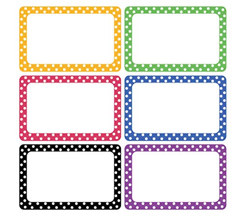 Cualfec 300 Cute Dot Name Tag Stickers Colorful Border Name Labels for School, Office, Home Can Be Used on Clothes, Storage Boxes, Packages - Updated Stronger Stickiness