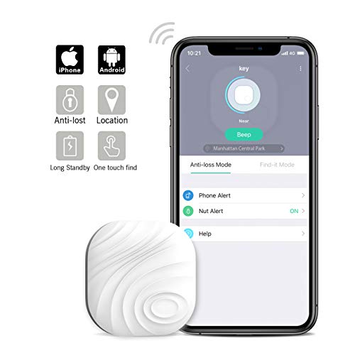 Nut3 Smart Key Finder Bluetooth WiFi Tracker GPS Locator Wallet Phone Key Anti-Lost Bidirectional Alarm Reminder (1 Pack, White)