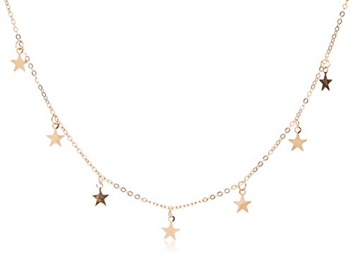 Dolland Lucky Star Choker Necklace Pendant Tassels Chain Statement Necklace for Women Girls,Gold,Adjustable