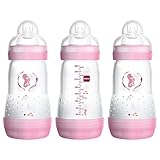 MAM Easy Start Anti Colic Baby Bottle, Easy Switch Between Breast and Bottle, Reduces Air Bubbles and Colic, 3 Pack, 4+ Months, Deep Sea/Girl