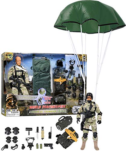 Book Cover Click N' Play Military Airborne Paratrooper, 12-Inch Action Figures | Accessories, Army Stuff, Clothes, Toy Weapons, Costume | Army Guys, Soldier, World Peacekeepers | Action Figure Army Men Toys