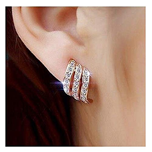 Clearance! Lady Elegant Rose Gold Diamond-studded Curving Ear Stud Exquisite Earrings for Women Wedding Jewelry