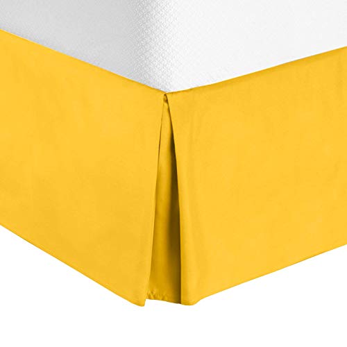 Book Cover Pleated Bed Skirt, Wrap Around Bed Skirt, Easy Fit 14â€ Inch Bed Skirt, Soft Double Brushed Premium Microfiber Ruffle Bed Skirt, Luxury Bedskirt, Hotel Quality Dust Ruffle, Queen Bed Skirt Yellow