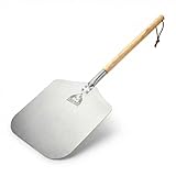 Chicago Brick Oven Pizza Peel, 12" x 14" Aluminum Pizza Paddle, 35.5" Long Pizza Shovel with 21" Detachable Wooden Handle