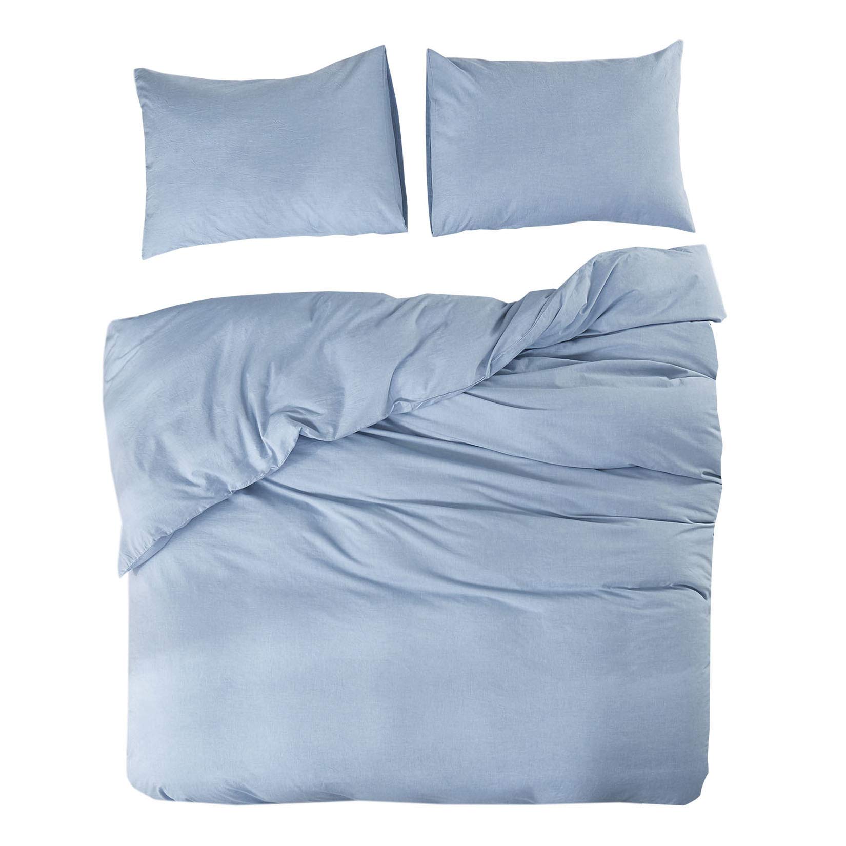 Wake In Cloud - Washed Cotton Duvet Cover Set, Yarn Dyed Plain Solid Color, Comfy Bedding with Zipper Closure and Corner Ties (3pcs, Dusty Bean Paste, California King Size)