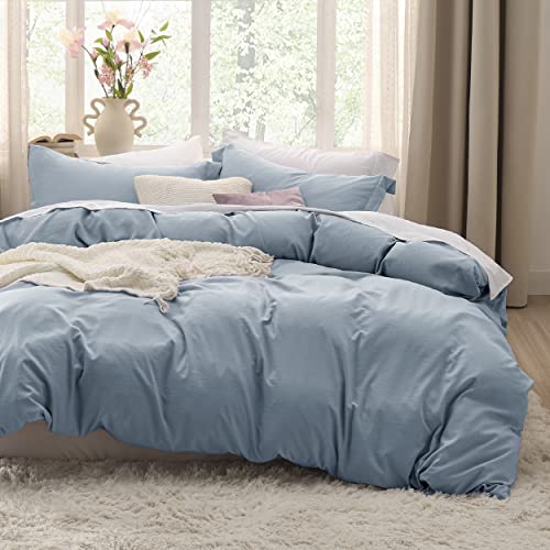Book Cover Bedsure Mineral Blue Duvet Cover Queen Size - Soft Prewashed Queen Duvet Cover Set, 3 Pieces, 1 Duvet Cover 90x90 Inches with Zipper Closure and 2 Pillow Shams, Comforter Not Included
