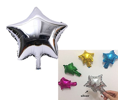 Yalulu Pack of 50 Mini 5 InchStar shaped Balloon Foil Balloon Mylar Balloon Cake Topper Party Balloon Cake Decorations for Birthday Baby Shower Wedding (Silver)