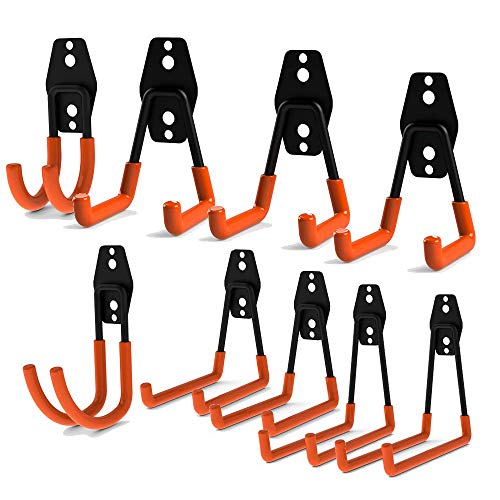 ARTISHION Steel Garage Storage 9 PCS,Utility Double Hooks,Heavy Duty for Organizing Power Tools,Laddy,Bulk Items,Wall Mount Tool Holder for Home Chair Ladder,Shovel Holder,Bike Hanger