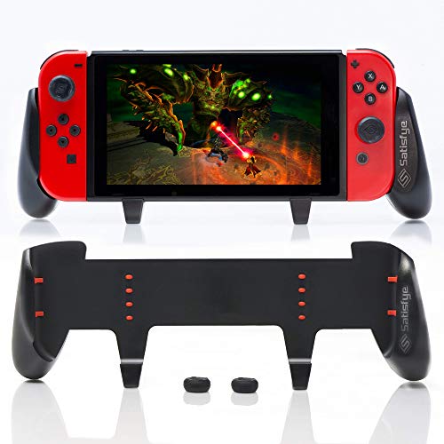 Book Cover Satisfye ZenGrip Pro, a Switch Grip Compatible with Nintendo Switch - Comfortable & Ergonomic Grip, Joy Con & Switch Control. #1 Switch Accessories Designed for Gamers. BONUS: 2 Thumbsticks| Black