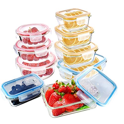 [18Pieces]Glass Meal Prep Containers Glass-Food Storage Containers with Lids