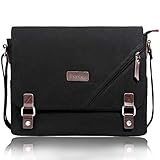 ibagbar Canvas Messenger Bag Shoulder Bag Laptop Bag Computer Bag Satchel Bag Bookbag School Bag Working Bag for Men and Women (Black 001)