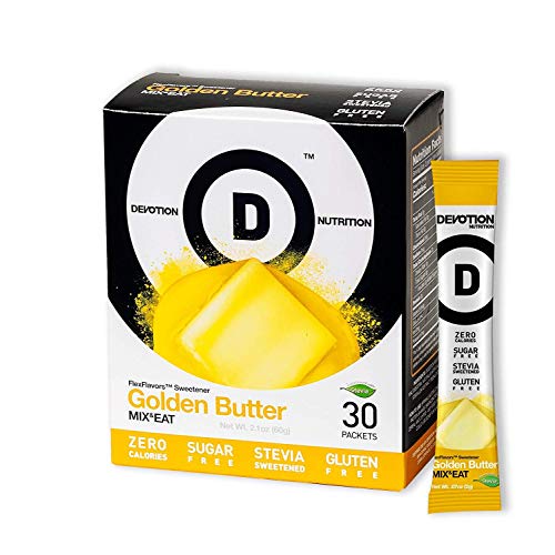 Devotion Nutrition Flex Flavors, Golden Butter Stevia Instant Flavoring, Sugar Free Sweetener, Zero Calories, 30 Count