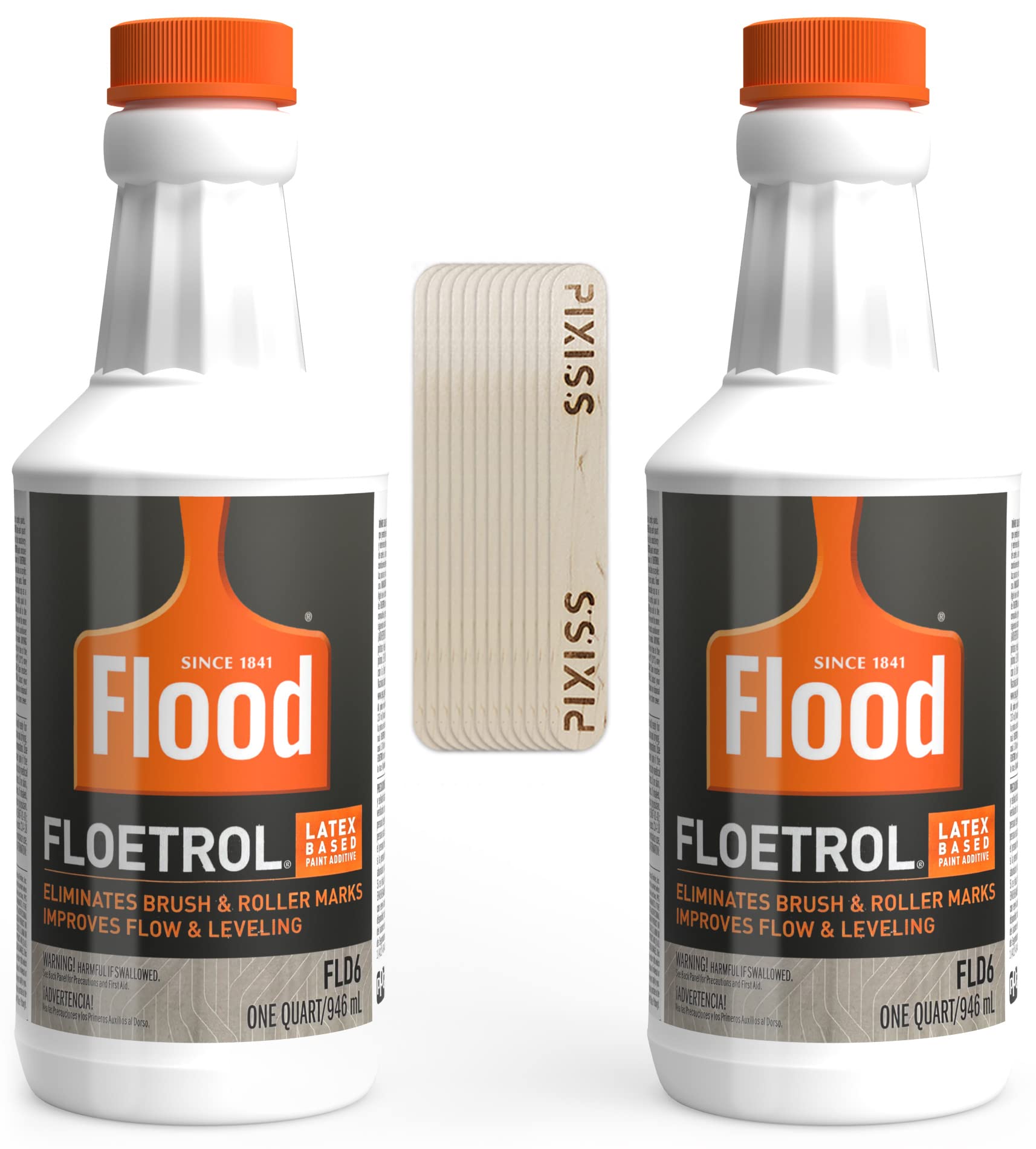 Book Cover Floetrol Paint Additive Pouring Medium for Acrylic Paint - Flood Flotrol Additive & Paint Extender (2-Pack), 20 Pixiss Wood Mixing Sticks Paint Pouring Bundle