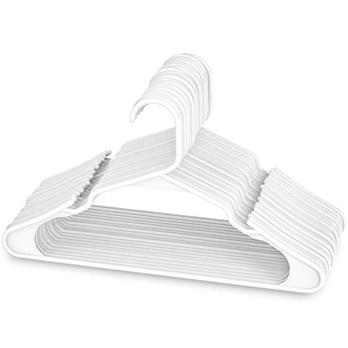 Book Cover Sharpty Plastic Clothing Notched Hangers Ideal for Everyday Standard Use, (White, 20 Pack)