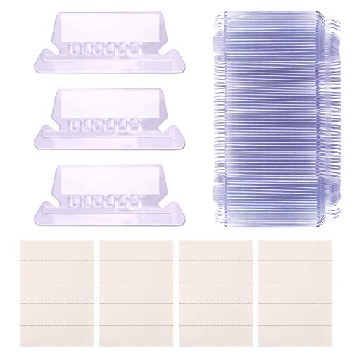 AIEX Hanging File Tabs and Inserts Clear File Folder Labels Filing Tabs for File Identification, Easy to Read(2 inch, 50 White Inserts+50 Plastic Tabs)