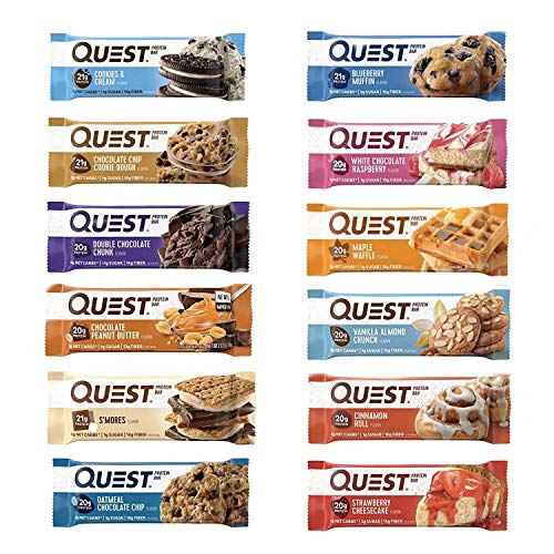 Quest Nutrition Protein Bar Adventure Variety Pack. Low Carb Meal Replacement Bar with 20 Gram Protein. High Fiber, Gluten-Free (24 Count)