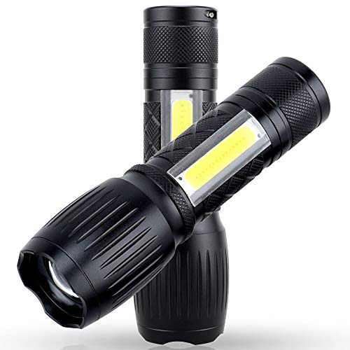 LED Flashlight with Magnetic Base,1200 Lumen Super Bright Tactical Flashlights, Zoomable Focus 7 Light Mode Flash Lighting for Work Light, Camping, Biking, Emergency, Survival (2 Pack)
