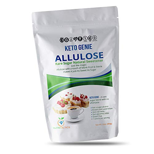 Keto Genie Allulose with Monk Fruit Sweetener & Stevia, Sugar Substitute 1:1, Sugar in the Raw, Stay in Ketosis, Perfect for Diabetes
