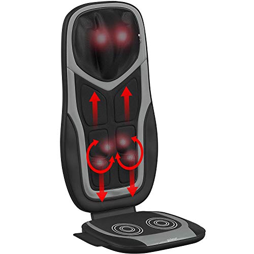 Gideon Shiatsu Massage Cushion with Heat Portable Chair Pad Massager with Deep Kneading Pain Relief for Full Back & Neck Includes Six Program Remote for Home, Office and Car Use