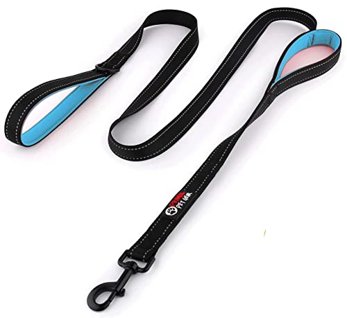 Primal Pet Gear 6ft Long Heavy Duty Double 2 Handle Dog Leash for Large and Medium Dogs, Tough Metal Clip, Durable leashes, Training Lead for Puppy, Strong Dog Leads, Reflective Stitching, Black