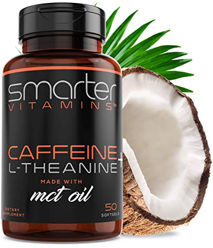 200mg Caffeine Pills - MCT Oil from 100% Coconuts + 100mg L-Theanine, Advanced Energy, Clean Focus and Perfect Clarity + All Natural Smooth Extended Release