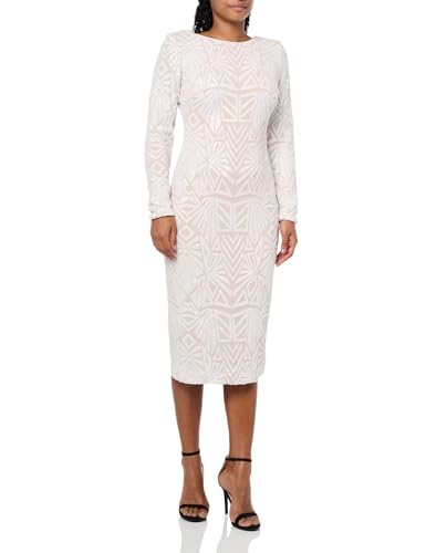 Dress the Population Womens Emery Long Sleeve Stretch Sequin Midi SheathDress