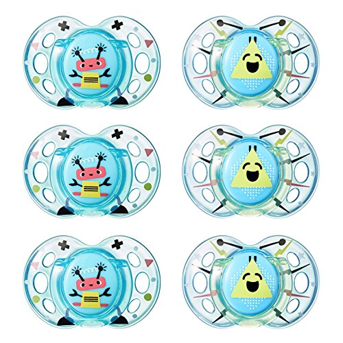 Tommee Tippee Closer to Nature Fun Style Soothie Baby Pacifier, 6-18 Months - Boy, 6 Pack