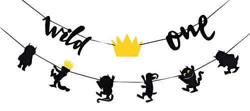 JAGGER M Where The Wild Thing are Inspired Party Banner Wild One Black Birthday Party Decorations First Birthday Party Photo Prop