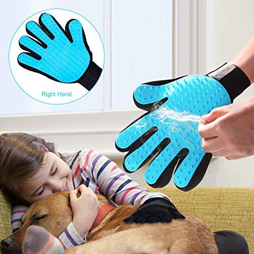 Dog Grooming Glove Pet Hair Remover Grooming Brush Grooming Massager-Deshedding Bathing Massage Mitt Tool with Enhanced Five Finger Design, Perfect for Dog & Cat - 1 Pcs (Right-Hand)