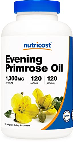 Nutricost Evening Primrose Oil 1,300mg, 120 Softgels - Cold Pressed, Non-GMO, Gluten Free, 120 Servings