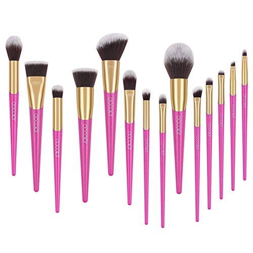 Docolor V-style Makeup Brush Set,14 Pieces Professional Makeup Brushes Face Powder Foundation Blending Contour Eye Shadow Cosmetics Make Up Brushes Kit
