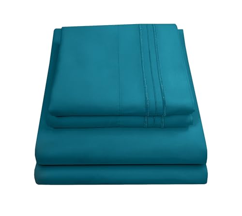 King Size Sheets - Breathable Luxury Bed Sheets with Full Elastic & Secure Corner Straps Built In - 1800 Supreme Collection Extra Soft Deep Pocket Bedding Set, Sheet Set, King, Teal