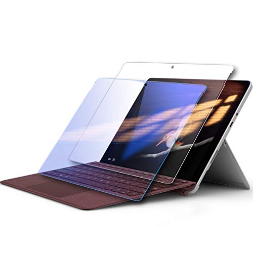Book Cover Surface Go Screen Protector (2 Pack),Tempered Glass Screen Protector for Microsoft Surface Go 2018 Released [Clear and Anti Blue] [Installation Wings][ Scratch-Resistant]
