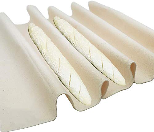 WALFOS Professional Bakers Dough Couche - 100% Pure Cotton Pastry Proofing Cloth for Baking French Bread Baguettes Loafs - Perfect Size 35x26 Inch- Sturdy & Thick Fabric