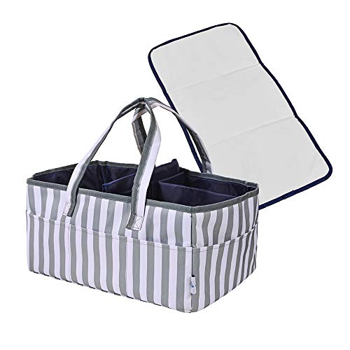 Baby Diaper Caddy Organizer - Portable Large Nursery Diaper Tote Bag | Storage Bin for Changing Table | Newborn Registry Baby Shower Gift Must Haves | Includes Bonus Changing Mat Travel Essential