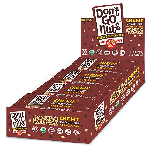 Book Cover Don't Go Nuts Nut-Free Organic Chewy Granola Bars, Chocolate Chip, 12 Count, Non GMO, Gluten Free