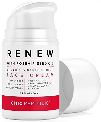 Daily Face Moisturizer with Rosehip Oil | Organic Face Moisturizer | Vitamin C, A and E, Aloe Vera, Hibiscus | For Sensitive, Oily or Dry Skin | Anti Wrinkle Hydrating Face Cream