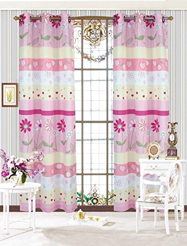 Book Cover Fancy Collection Bedspread Flowers Hearts Pink White Green New (Flower Pink, Curtain)