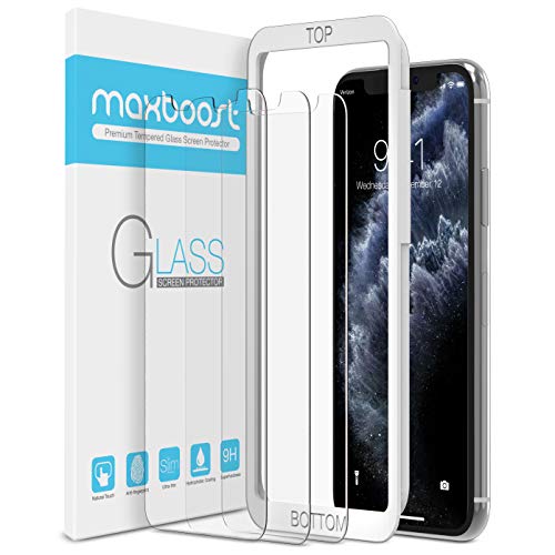 Maxboost Screen Protector for Apple iPhone 11 Pro Max and iPhone XS Max (6.5") (3 Pack, Clear) 0.25mm Tempered Glass Screen Protector w/Advanced HD Clarity/Case Friendly 99% Touch Accurate