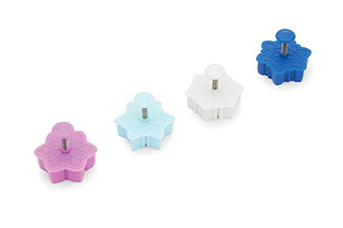 Fox Run Intricate Assorted Winter Snowflake Pastry/Cookie/Pie/Fondant 2" Stamper and Cutters 2", Set of 4, Multi-Color
